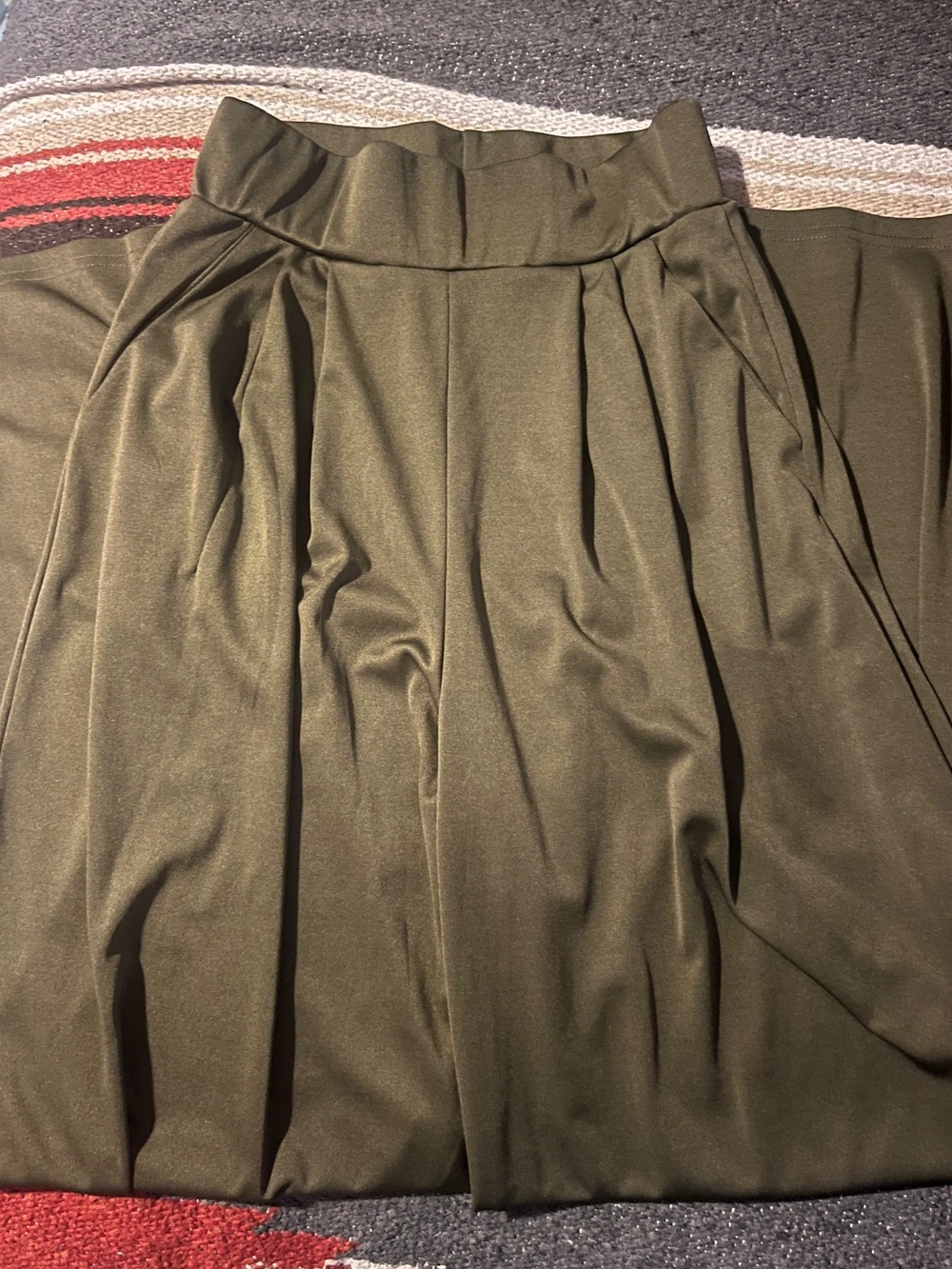 Olive Green High-Waist Wide Leg Pants